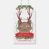 クリスマスブラウンおもしろい猫 ギフトタグ (正面)
