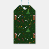 クリスマスブラウンの木の骨はサンタハットライトを歩く ギフトタグ (正面)