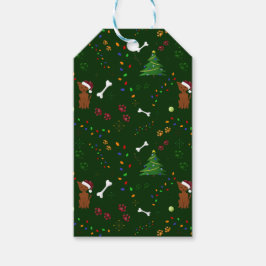 クリスマスブラウンの木の骨はサンタハットライトを歩く ギフトタグ