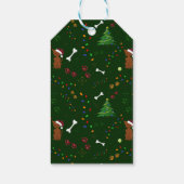 クリスマスブラウンの木の骨はサンタハットライトを歩く ギフトタグ (裏面)