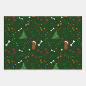 クリスマスブラウンの木の骨はサンタハットライトを歩く ラッピングペーパーシート (正面3)