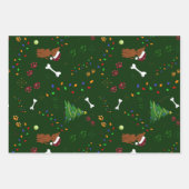 クリスマスブラウンの木の骨はサンタハットライトを歩く ラッピングペーパーシート (正面2)