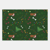 クリスマスブラウンの木の骨はサンタハットライトを歩く ラッピングペーパーシート (正面)