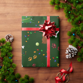 クリスマスブラウンの木の骨はサンタハットライトを歩く ラッピングペーパー