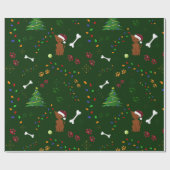 クリスマスブラウンの木の骨はサンタハットライトを歩く ラッピングペーパー (フラット)