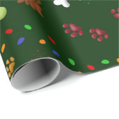 クリスマスブラウンの木の骨はサンタハットライトを歩く ラッピングペーパー (ロールコーナー)