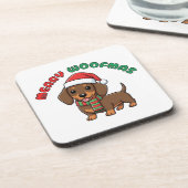 クリスマスブラウンダシュントのコースターメリー: Woofmas コースター (左側)