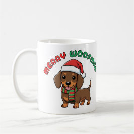 クリスマスブラウンダシュントMug:メリー Woofmas コーヒーマグカップ