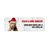 クリスマスブラウンピットブルドッグ差出人住所 ラベル (正面)