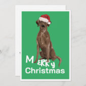 クリスマスブラウンラブラドールドッグメリーグリーティングカード (正面/裏面)