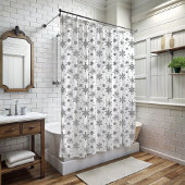 クリスマスブラックとホワイトのスノーフレークシャワーカーテン シャワーカーテン