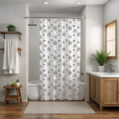 クリスマスブラックとホワイトのスノーフレークシャワーカーテン シャワーカーテン