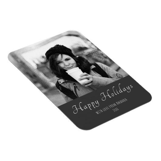 クリスマスブラックとホワイトカスタムのホリデーフォト マグネット (右側)
