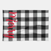 クリスマスブラックとホワイトバッファローのプレイド キッチンタオル (横)