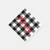 クリスマスブラックとホワイトバッファローのプレイド スタンダードカクテルナプキン (角)
