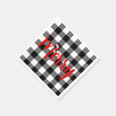 クリスマスブラックとホワイトバッファローのプレイド スタンダードカクテルナプキン (角)
