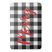 クリスマスブラックとホワイトバッファローのプレイド バスマット (正面縦)