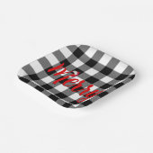 クリスマスブラックとホワイトバッファローのプレイド ペーパープレート (傾斜あり)