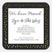 クリスマスブラックと金ゴールドアドレスのスタンプ スクエアシール (正面)