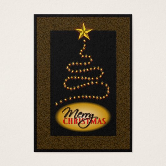 クリスマスブラックと金ゴールドクリスマスツリーギフトラベル (正面)