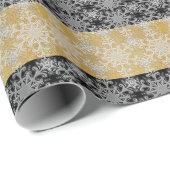 クリスマスブラックと金ゴールドスノーフレーク ラッピングペーパー (ロールコーナー)