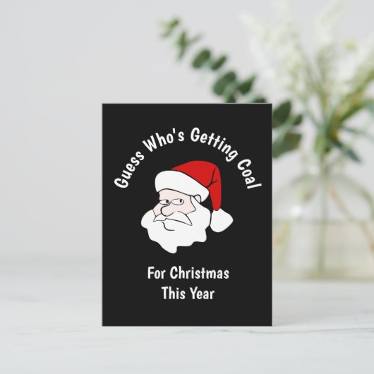 クリスマスブラックのために人が石炭を手に入れる ポストカード (スタンド正面)