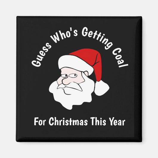 クリスマスブラックのために人が石炭を手に入れる マグネット (正面)
