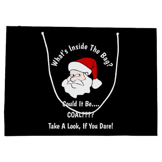 クリスマスブラックのために人が石炭を手に入れる ラージペーパーバッグ (裏面)