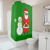 クリスマスブラックアフリカンサンタクロース雪だるまかわいい シャワーカーテン (インサイチュ)