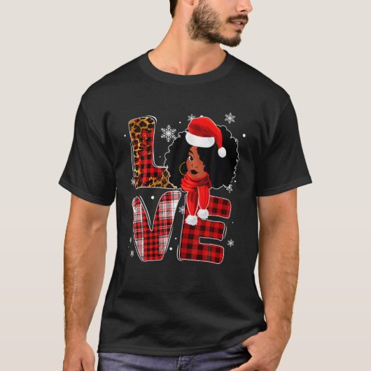 クリスマスブラックアフリカ系アメリカ人の衣装サンタメル Tシャツ (正面)