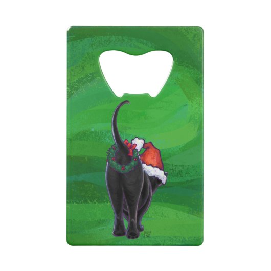 クリスマスブラックキャットオングリーン クレジットカード栓抜き (裏面)