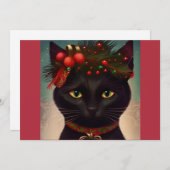 クリスマスブラックキャットギフトTシャツ シーズンカード (正面/裏面)