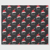 クリスマスブラックキャットサンタおもしろい ラッピングペーパー (フラット)