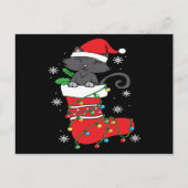 クリスマスブラックキャットストッキングホリデーカッコいいギフト ポストカード (正面)
