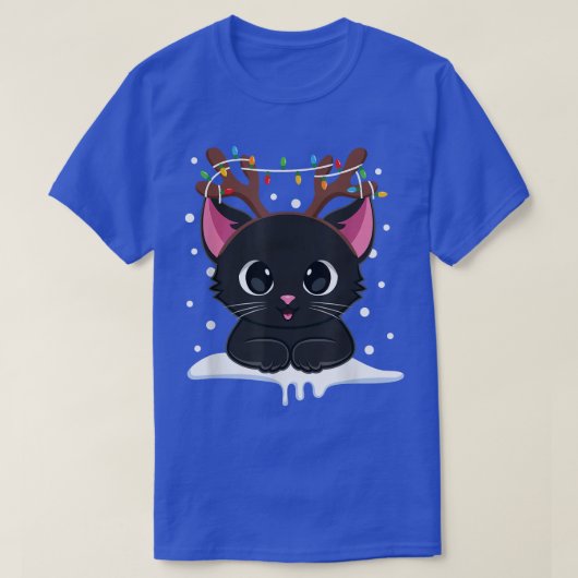 クリスマスブラックキャットトナディア〔雄ジカの〕枝角ズカタマスウィメンズ Tシャツ (デザイン正面)