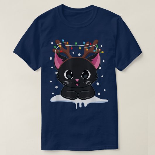 クリスマスブラックキャットトナディア〔雄ジカの〕枝角ズカタマスウィメンズ Tシャツ (デザイン正面)