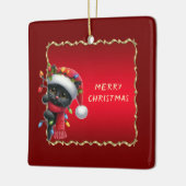 クリスマスブラックキャットホリデーオーナメント セラミックオーナメント (左)