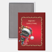 クリスマスブラックキャットホリデーマグネット マグネット (正面/裏面)