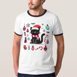 クリスマスブラックキャット Tシャツ