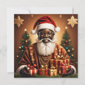 クリスマスブラックサンタギフトホリデーカード シーズンカード (正面)