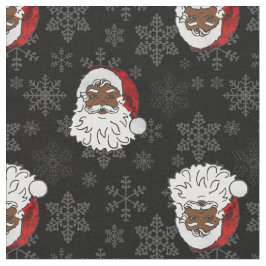 クリスマスブラックサンタクロースの雪片 ファブリック
