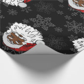 クリスマスブラックサンタクロースの雪片 ラッピングペーパー (角)