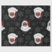 クリスマスブラックサンタクロースの雪片 ラッピングペーパー (フラット)