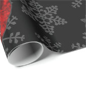 クリスマスブラックサンタクロースの雪片 ラッピングペーパー (ロールコーナー)