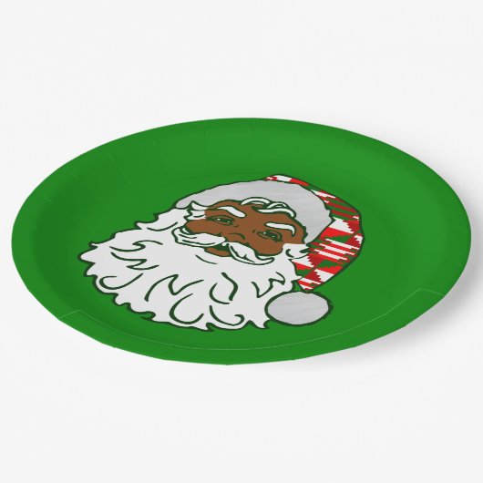クリスマスブラックサンタクロースkolzaa kente ペーパープレート (アングル)