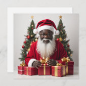 クリスマスブラックサンタホリデーカード シーズンカード (正面/裏面)