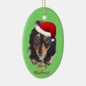クリスマスブラックタンロングヘアドキシーサンタハット セラミックオーナメント (右)