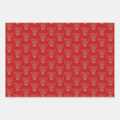 クリスマスブラックダークグリーンの金ゴールドベルかわいい ラッピングペーパーシート (正面2)