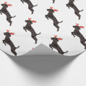 クリスマスブラックトイプードルドグトナカイ〔雄ジカの〕枝角 ラッピングペーパー (角)