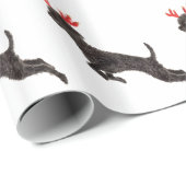 クリスマスブラックトイプードルドグトナカイ〔雄ジカの〕枝角 ラッピングペーパー (ロールコーナー)